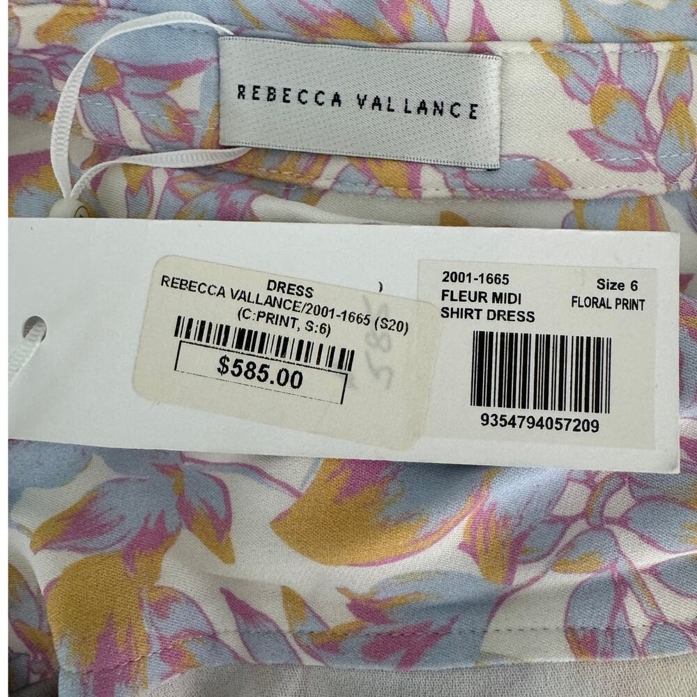 Rebecca Vallance Fleur Floral Midi Shirt Dress Tie Waist Pastel size US 2 - Picture 10 of 14